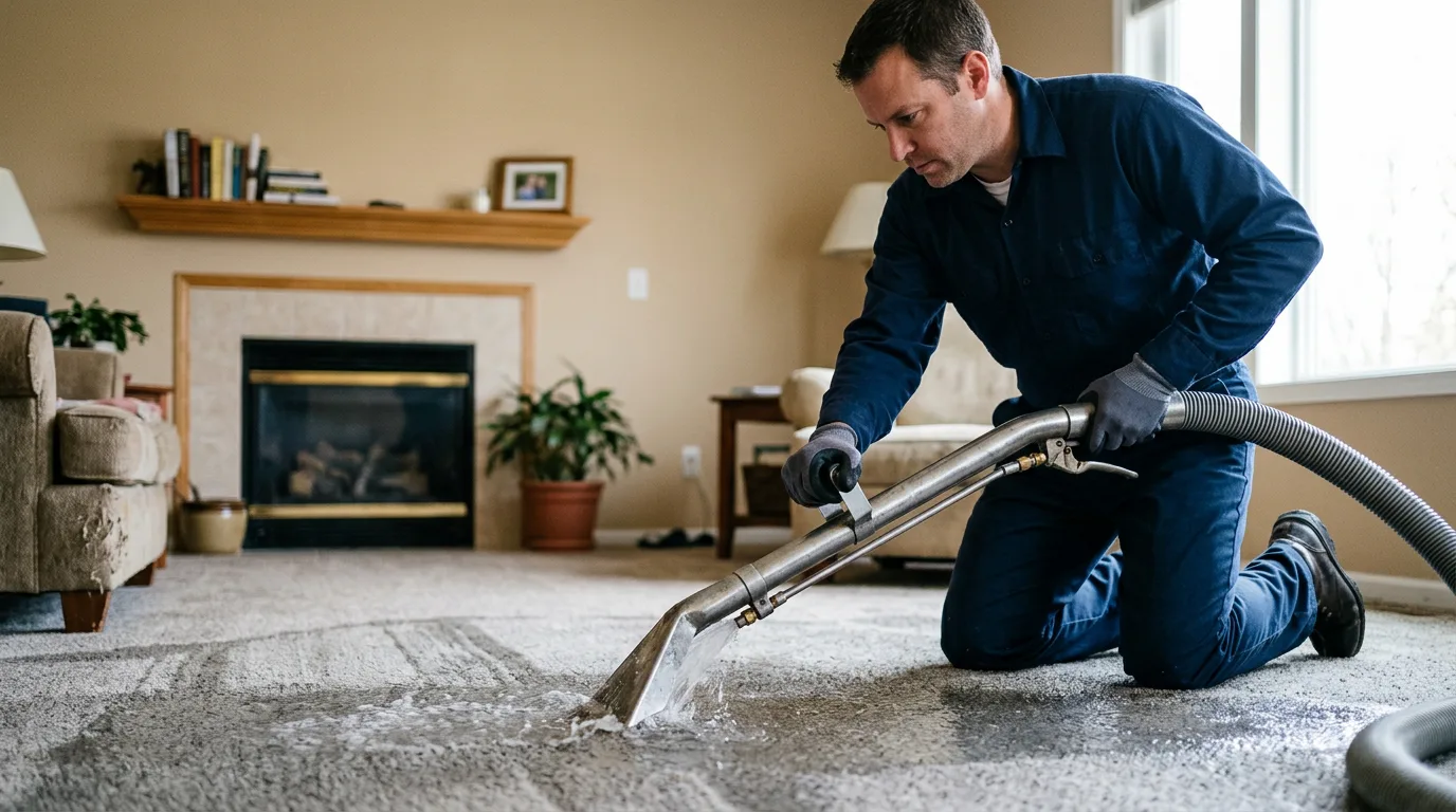 Water damage restoration technician working near Everton, MO